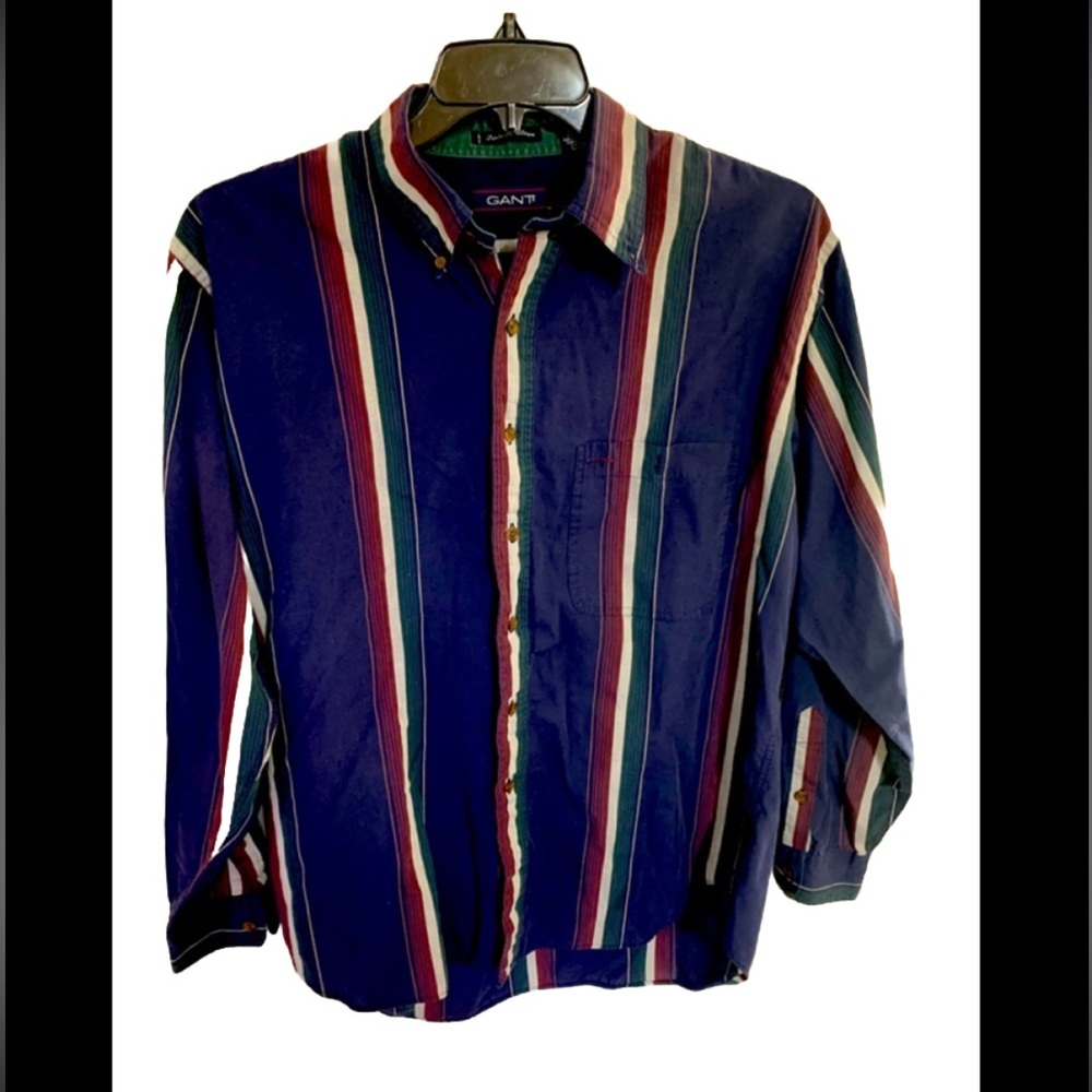Gant Foxhunt Stripe Mens Blue Striped Shirt Size Extra Large